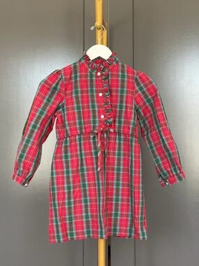 Little English Highlands Tartan Ruffled Shirt Dress Size 7